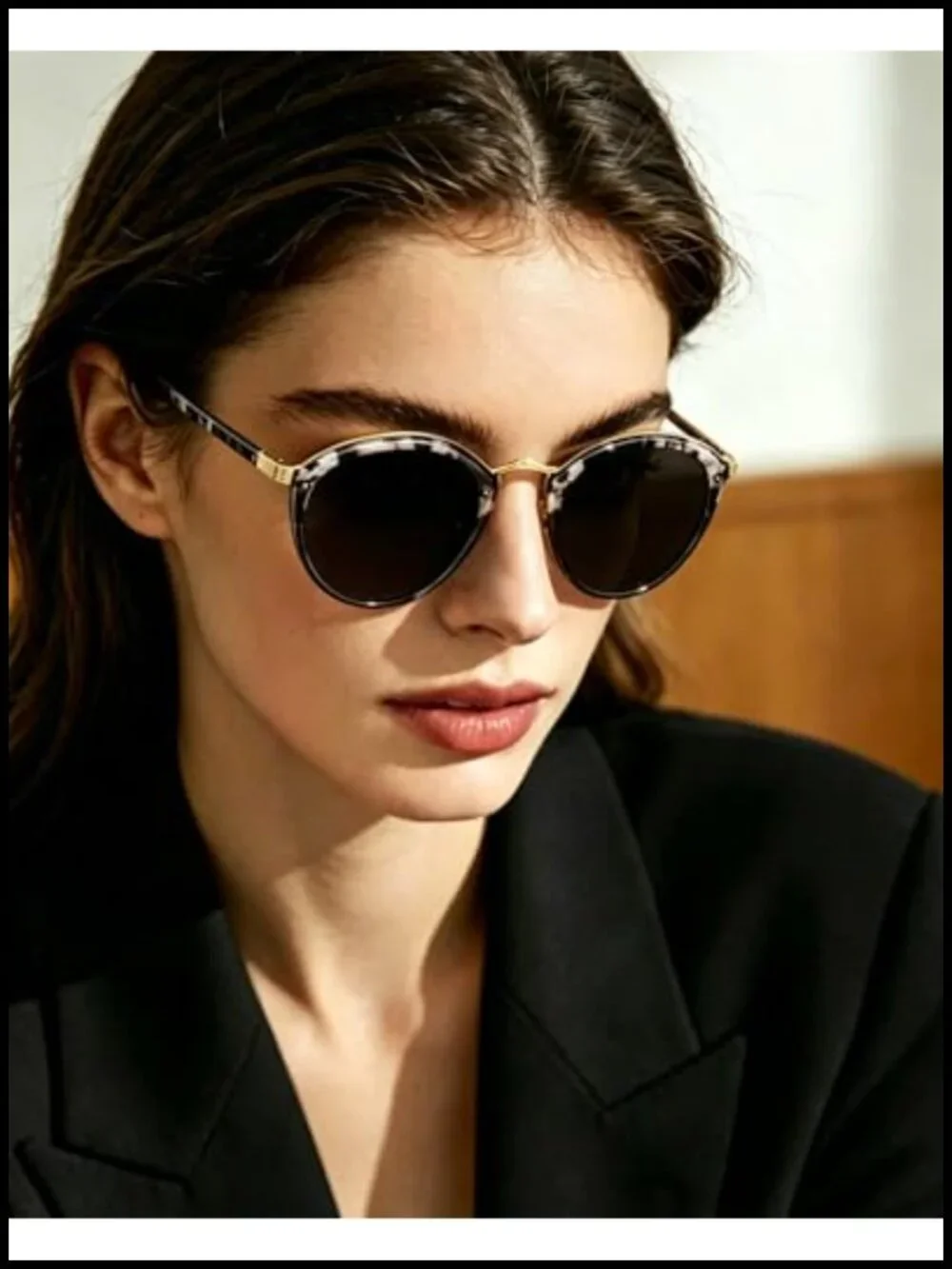 Acetate Metal Bridge Retro Round Sunglasses Polarized UV Protection